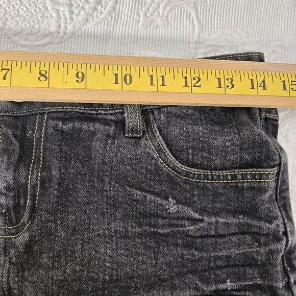 Trashy Y2K No Fear Black Jean Miniskirt 3 Embroidered Skulls Roses Goth Bratz - Picture 4 of 5